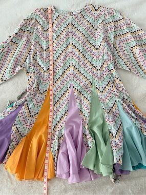 RHODE multi color mini dress with robe belt